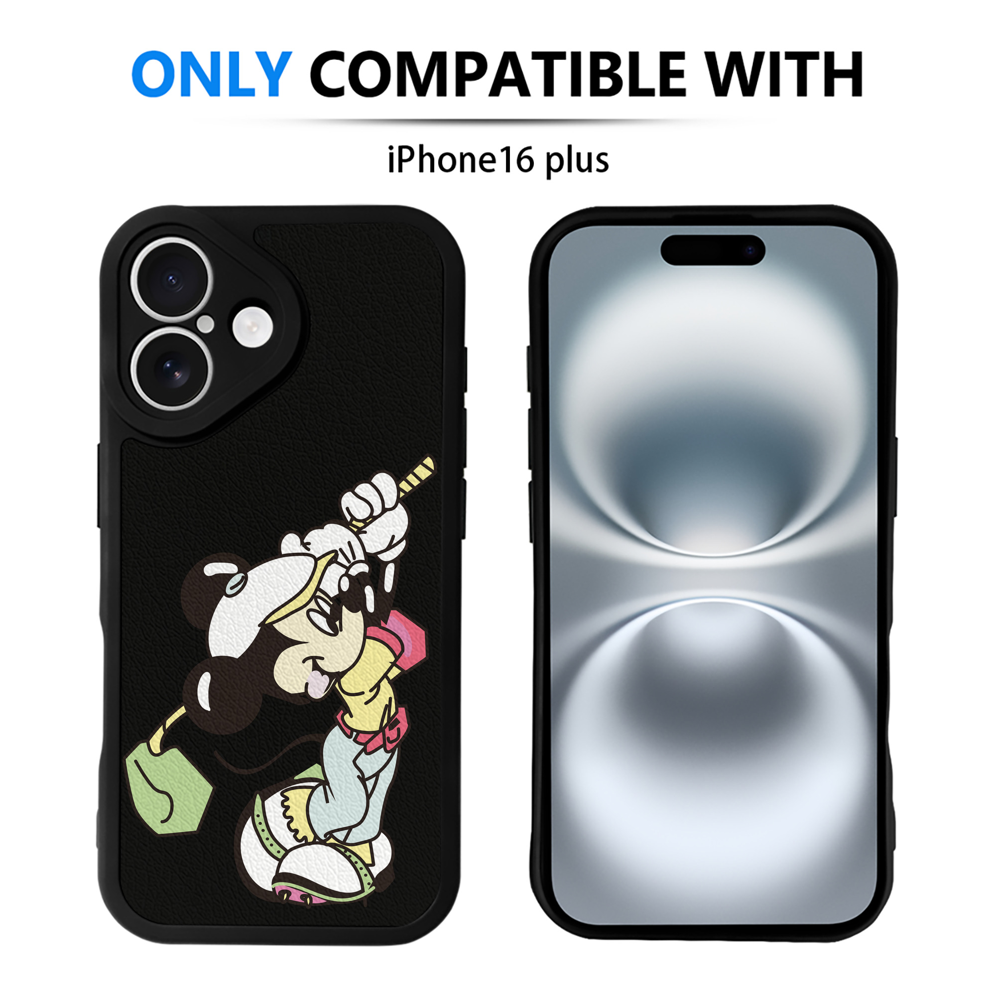 （画像用） ミッキーマウス Mickey Mouse 【iPhone 16シリーズ対応】シリコンスマホケース（レザー調） 材質：シリコン
